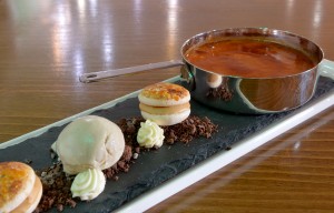Smiths at Gretna Green Hotel. Eating out. Baileys creme brulee served with tonka bean ice cream. 25th May 2016 JONATHAN BECKER